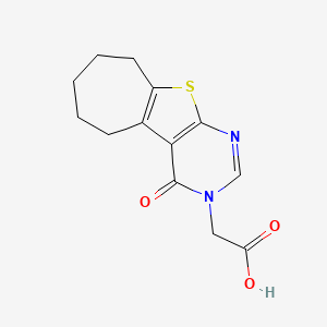 molecular formula C13H14N2O3S B12184391 (4-oxo-6,7,8,9-tetrahydro-4H-cyclohepta[4,5]thieno[2,3-d]pyrimidin-3(5H)-yl)acetic acid 