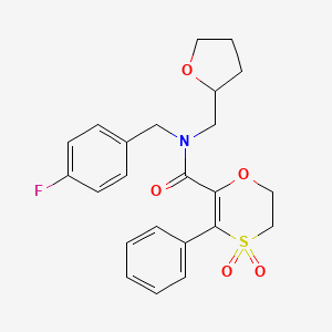 molecular formula C23H24FNO5S B12184398 N-(4-fluorobenzyl)-3-phenyl-N-(tetrahydrofuran-2-ylmethyl)-5,6-dihydro-1,4-oxathiine-2-carboxamide 4,4-dioxide 