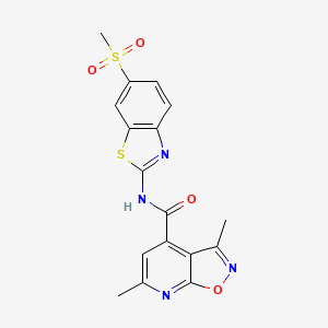 molecular formula C17H14N4O4S2 B12184438 3,6-dimethyl-N-[(2Z)-6-(methylsulfonyl)-1,3-benzothiazol-2(3H)-ylidene][1,2]oxazolo[5,4-b]pyridine-4-carboxamide 