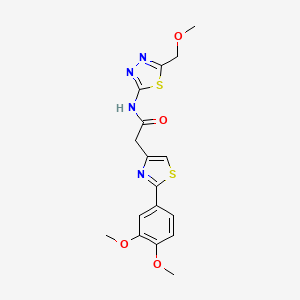 molecular formula C17H18N4O4S2 B12184562 2-[2-(3,4-dimethoxyphenyl)-1,3-thiazol-4-yl]-N-[(2E)-5-(methoxymethyl)-1,3,4-thiadiazol-2(3H)-ylidene]acetamide 