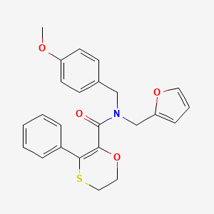 molecular formula C24H23NO4S B12184573 N-(furan-2-ylmethyl)-N-(4-methoxybenzyl)-3-phenyl-5,6-dihydro-1,4-oxathiine-2-carboxamide 