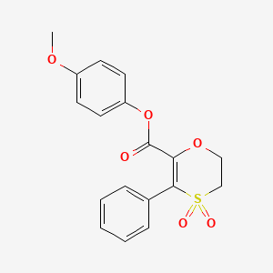 molecular formula C18H16O6S B12184583 4-Methoxyphenyl 3-phenyl-5,6-dihydro-1,4-oxathiine-2-carboxylate 4,4-dioxide 