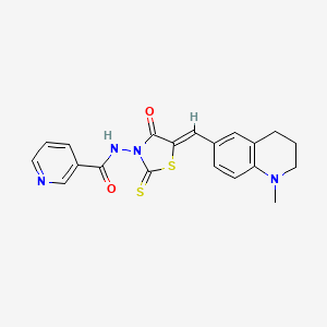 N-{(5Z)-5-[(1-methyl-1,2,3,4-tetrahydroquinolin-6-yl)methylidene]-4-oxo-2-thioxo-1,3-thiazolidin-3-yl}pyridine-3-carboxamide