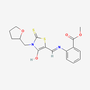 methyl 2-({(Z)-[4-oxo-3-(tetrahydrofuran-2-ylmethyl)-2-thioxo-1,3-thiazolidin-5-ylidene]methyl}amino)benzoate