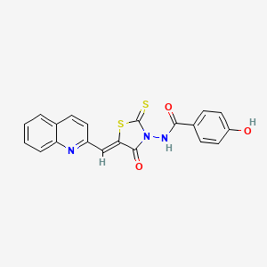 4-hydroxy-N-[(5Z)-4-oxo-5-(quinolin-2-ylmethylidene)-2-thioxo-1,3-thiazolidin-3-yl]benzamide