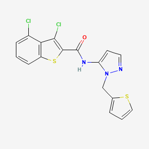 molecular formula C17H11Cl2N3OS2 B12184768 3,4-dichloro-N-[1-(thiophen-2-ylmethyl)-1H-pyrazol-5-yl]-1-benzothiophene-2-carboxamide 