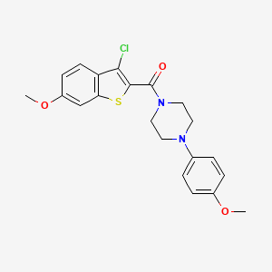 molecular formula C21H21ClN2O3S B12184822 (3-Chloro-6-methoxybenzo[b]thiophen-2-yl)(4-(4-methoxyphenyl)piperazin-1-yl)methanone 