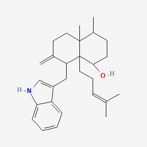 molecular formula C28H39NO B1218497 8-(1H-Indol-3-ylmethyl)-4,4a-dimethyl-7-methylene-8a-(4-methyl-3-pentenyl)decahydro-1-naphthalenol 