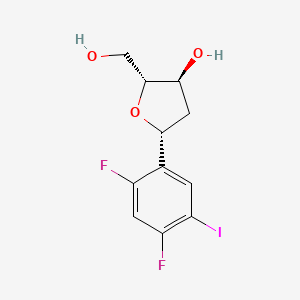 molecular formula C11H11F2IO3 B1218499 (2R,3S,5R)-5-(2,4-difluoro-5-iodo-phenyl)-2-(hydroxymethyl)tetrahydrofuran-3-ol 