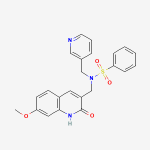 molecular formula C23H21N3O4S B1218501 N-[(7-methoxy-2-oxo-1H-quinolin-3-yl)methyl]-N-(3-pyridinylmethyl)benzenesulfonamide 