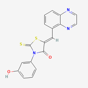 molecular formula C18H11N3O2S2 B12185025 (5Z)-3-(3-hydroxyphenyl)-5-(quinoxalin-5-ylmethylidene)-2-thioxo-1,3-thiazolidin-4-one 