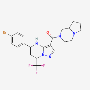 molecular formula C21H23BrF3N5O B1218504 3,4,6,7,8,8a-六氢-1H-吡咯并[1,2-a]吡嗪-2-基-[5-(4-溴苯基)-7-(三氟甲基)-1,5,6,7-四氢吡唑并[1,5-a]嘧啶-3-基]甲苯酮 