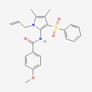 molecular formula C23H24N2O4S B12185049 N-[4,5-dimethyl-3-(phenylsulfonyl)-1-(prop-2-en-1-yl)-1H-pyrrol-2-yl]-4-methoxybenzamide 