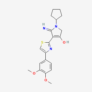 5-amino-1-cyclopentyl-4-[4-(3,4-dimethoxyphenyl)-1,3-thiazol-2-yl]-1,2-dihydro-3H-pyrrol-3-one