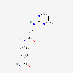 molecular formula C16H19N5O2 B12185168 4-{[N-(4,6-dimethylpyrimidin-2-yl)-beta-alanyl]amino}benzamide 