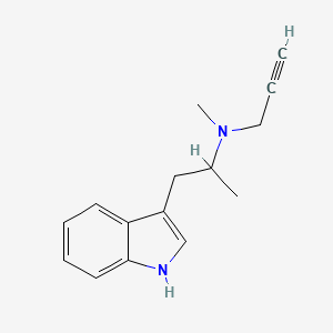 molecular formula C15H18N2 B1218521 1H-Indole-3-ethanamine, N,alpha-dimethyl-N-2-propynyl- CAS No. 86995-94-0