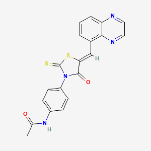 molecular formula C20H14N4O2S2 B12185294 N-{4-[(5Z)-4-oxo-5-(quinoxalin-5-ylmethylidene)-2-thioxo-1,3-thiazolidin-3-yl]phenyl}acetamide 