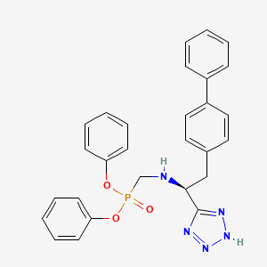 molecular formula C28H26N5O3P B1218541 2-Biphenyl-4-yl-1-(1H-tetrazol-5-yl)ethylaminoethyl phosphonic acid CAS No. 154116-34-4