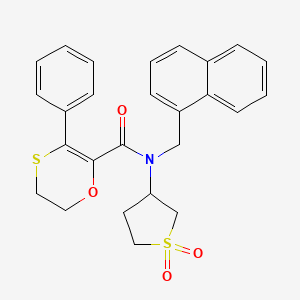 molecular formula C26H25NO4S2 B12185429 N-(1,1-dioxidotetrahydrothiophen-3-yl)-N-(naphthalen-1-ylmethyl)-3-phenyl-5,6-dihydro-1,4-oxathiine-2-carboxamide 