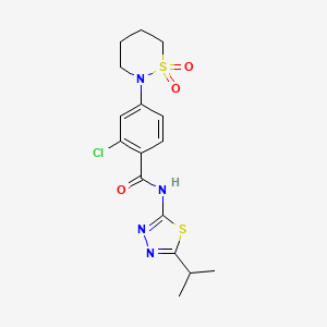 2-chloro-4-(1,1-dioxido-1,2-thiazinan-2-yl)-N-[(2Z)-5-(propan-2-yl)-1,3,4-thiadiazol-2(3H)-ylidene]benzamide