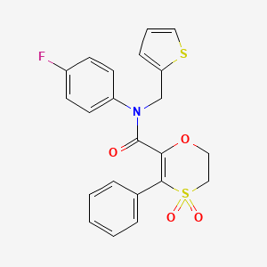 N-(4-fluorophenyl)-3-phenyl-N-(thiophen-2-ylmethyl)-5,6-dihydro-1,4-oxathiine-2-carboxamide 4,4-dioxide