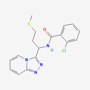 2-chloro-N-[3-(methylsulfanyl)-1-([1,2,4]triazolo[4,3-a]pyridin-3-yl)propyl]benzamide