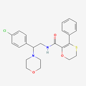 molecular formula C23H25ClN2O3S B12185563 N-[2-(4-chlorophenyl)-2-(morpholin-4-yl)ethyl]-3-phenyl-5,6-dihydro-1,4-oxathiine-2-carboxamide 