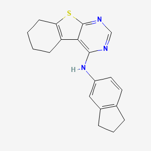 molecular formula C19H19N3S B12185769 N-(2,3-dihydro-1H-inden-5-yl)-8-thia-4,6-diazatricyclo[7.4.0.0^{2,7}]trideca-1(9),2,4,6-tetraen-3-amine 