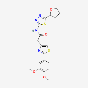 2-[2-(3,4-dimethoxyphenyl)-1,3-thiazol-4-yl]-N-[(2E)-5-(tetrahydrofuran-2-yl)-1,3,4-thiadiazol-2(3H)-ylidene]acetamide