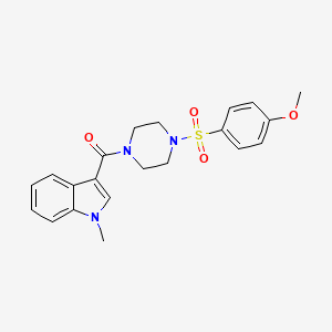 molecular formula C21H23N3O4S B12185903 3-[4-(4-methoxybenzenesulfonyl)piperazine-1-carbonyl]-1-methyl-1H-indole 