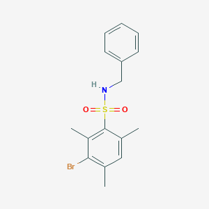 molecular formula C16H18BrNO2S B12186195 N-benzyl-3-bromo-2,4,6-trimethylbenzene-1-sulfonamide 