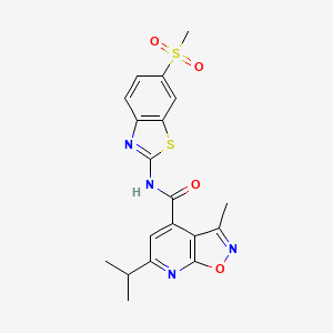 molecular formula C19H18N4O4S2 B12186201 3-methyl-N-[(2Z)-6-(methylsulfonyl)-1,3-benzothiazol-2(3H)-ylidene]-6-(propan-2-yl)[1,2]oxazolo[5,4-b]pyridine-4-carboxamide 