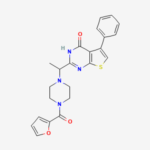 molecular formula C23H22N4O3S B12186202 2-Furyl 4-[(4-hydroxy-5-phenylthiopheno[2,3-d]pyrimidin-2-yl)ethyl]piperazinyl ketone 