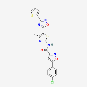 molecular formula C20H12ClN5O3S2 B12186261 5-(4-chlorophenyl)-N-[(2Z)-4-methyl-5-[3-(thiophen-2-yl)-1,2,4-oxadiazol-5-yl]-1,3-thiazol-2(3H)-ylidene]-1,2-oxazole-3-carboxamide 