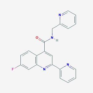 7-fluoro-2-(pyridin-2-yl)-N-(pyridin-2-ylmethyl)quinoline-4-carboxamide