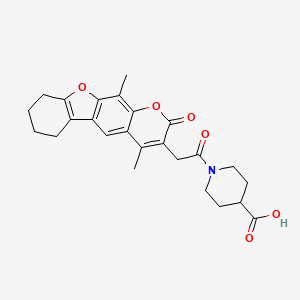 1-[(4,11-dimethyl-2-oxo-6,7,8,9-tetrahydro-2H-[1]benzofuro[3,2-g]chromen-3-yl)acetyl]piperidine-4-carboxylic acid