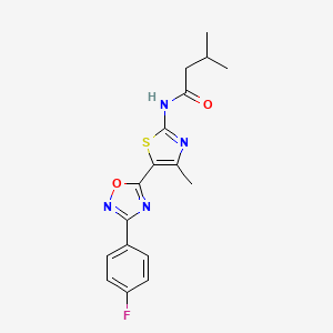 molecular formula C17H17FN4O2S B12186358 N-[(2Z)-5-[3-(4-fluorophenyl)-1,2,4-oxadiazol-5-yl]-4-methyl-1,3-thiazol-2(3H)-ylidene]-3-methylbutanamide 