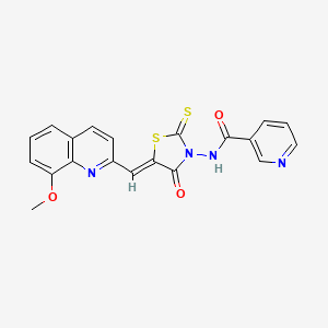 N-{(5Z)-5-[(8-methoxyquinolin-2-yl)methylidene]-4-oxo-2-thioxo-1,3-thiazolidin-3-yl}pyridine-3-carboxamide