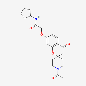 2-[(1'-acetyl-4-oxo-3,4-dihydrospiro[chromene-2,4'-piperidin]-7-yl)oxy]-N-cyclopentylacetamide