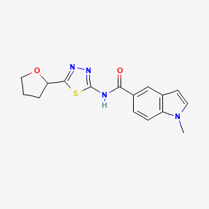 molecular formula C16H16N4O2S B12186449 1-methyl-N-[(2E)-5-(tetrahydrofuran-2-yl)-1,3,4-thiadiazol-2(3H)-ylidene]-1H-indole-5-carboxamide 