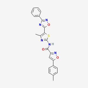 molecular formula C23H17N5O3S B12186457 5-(4-methylphenyl)-N-[(2Z)-4-methyl-5-(3-phenyl-1,2,4-oxadiazol-5-yl)-1,3-thiazol-2(3H)-ylidene]-1,2-oxazole-3-carboxamide 