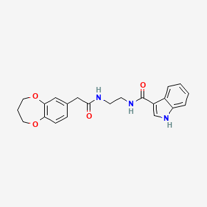 molecular formula C22H23N3O4 B12186616 N-{2-[(3,4-dihydro-2H-1,5-benzodioxepin-7-ylacetyl)amino]ethyl}-1H-indole-3-carboxamide 