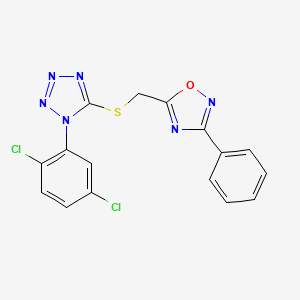 molecular formula C16H10Cl2N6OS B12186660 1-(2,5-dichlorophenyl)-5-{[(3-phenyl-1,2,4-oxadiazol-5-yl)methyl]sulfanyl}-1H-tetrazole 