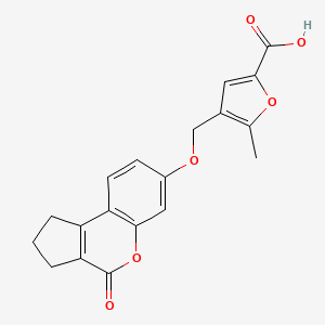 5-Methyl-4-{[(4-oxo-1,2,3,4-tetrahydrocyclopenta[c]chromen-7-yl)oxy]methyl}-2-furoic acid