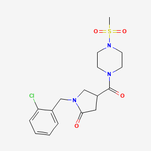 molecular formula C17H22ClN3O4S B12186919 1-(2-Chlorobenzyl)-4-{[4-(methylsulfonyl)piperazin-1-yl]carbonyl}pyrrolidin-2-one 