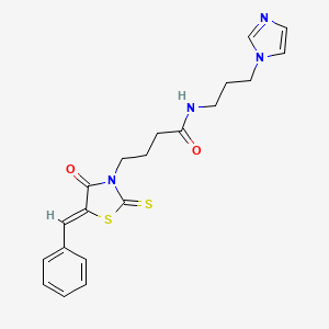 4-[(5Z)-5-benzylidene-4-oxo-2-thioxo-1,3-thiazolidin-3-yl]-N-[3-(1H-imidazol-1-yl)propyl]butanamide