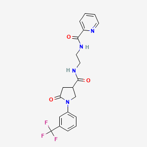 molecular formula C20H19F3N4O3 B12186969 N-{2-[({5-oxo-1-[3-(trifluoromethyl)phenyl]pyrrolidin-3-yl}carbonyl)amino]ethyl}pyridine-2-carboxamide 