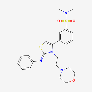 molecular formula C23H28N4O3S2 B12186986 N,N-dimethyl-3-[(2E)-3-[2-(morpholin-4-yl)ethyl]-2-(phenylimino)-2,3-dihydro-1,3-thiazol-4-yl]benzenesulfonamide 