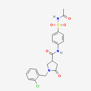 molecular formula C20H20ClN3O5S B12187096 N-[4-(acetylsulfamoyl)phenyl]-1-(2-chlorobenzyl)-5-oxopyrrolidine-3-carboxamide 