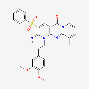 5-(benzenesulfonyl)-7-[2-(3,4-dimethoxyphenyl)ethyl]-6-imino-11-methyl-1,7,9-triazatricyclo[8.4.0.03,8]tetradeca-3(8),4,9,11,13-pentaen-2-one